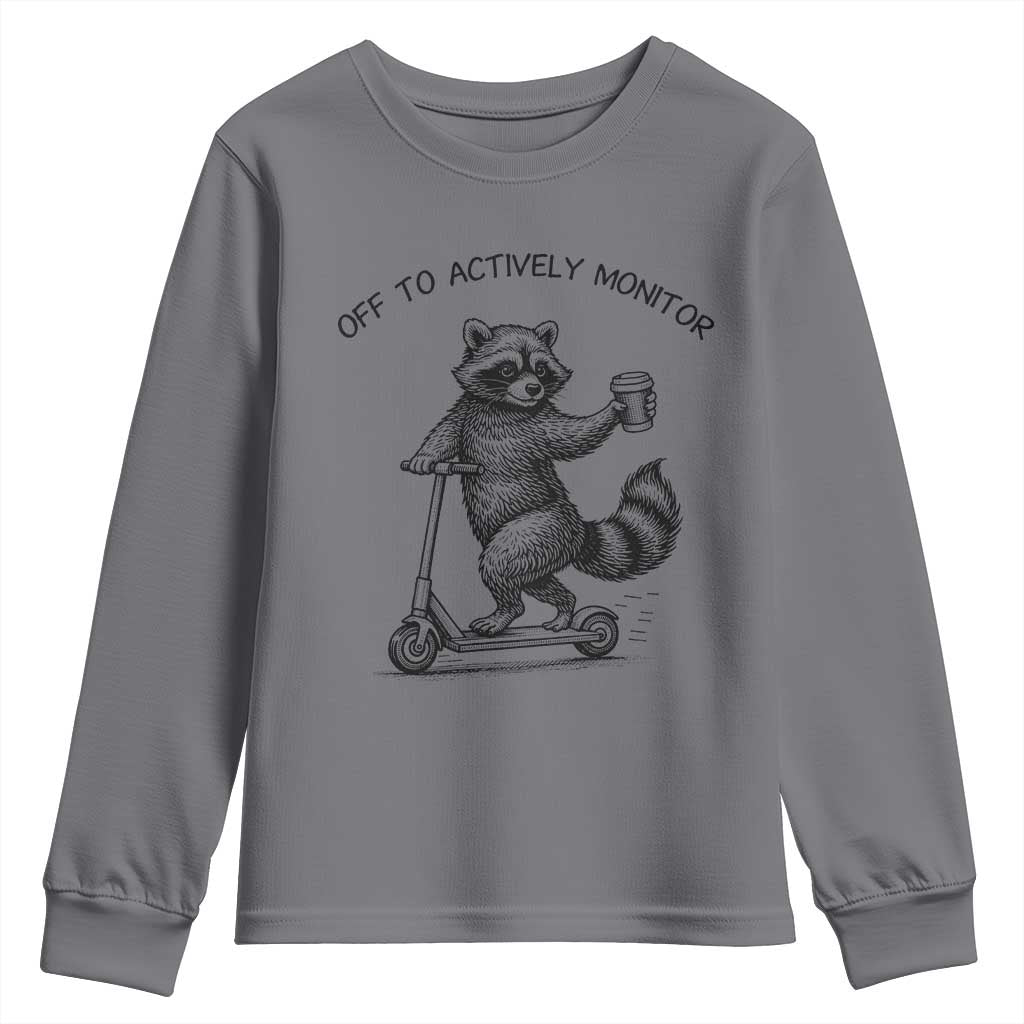 Funny Teacher Testing Day Youth Sweatshirt Silly Raccoon Proctor Off To Actively Monitor