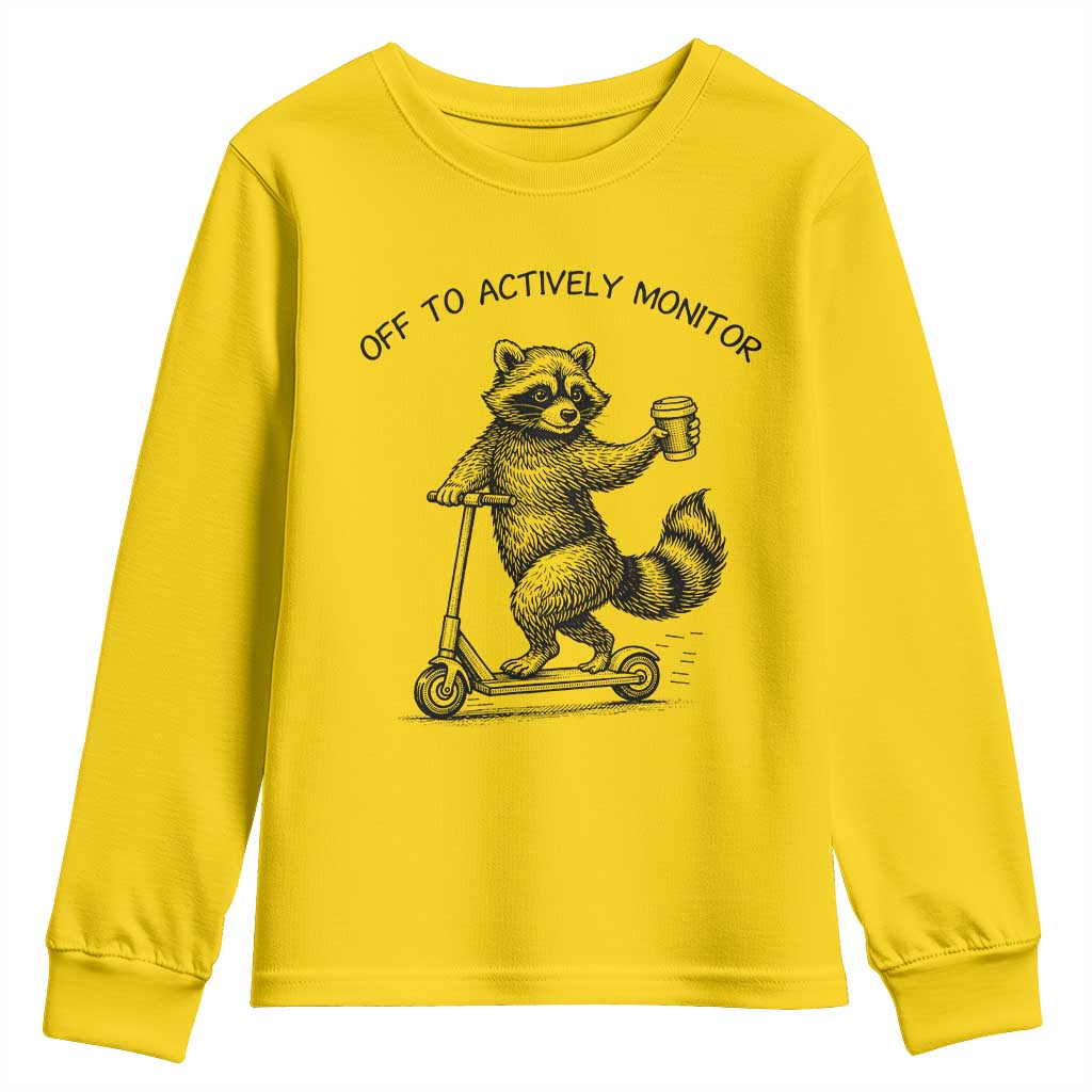 Funny Teacher Testing Day Youth Sweatshirt Silly Raccoon Proctor Off To Actively Monitor