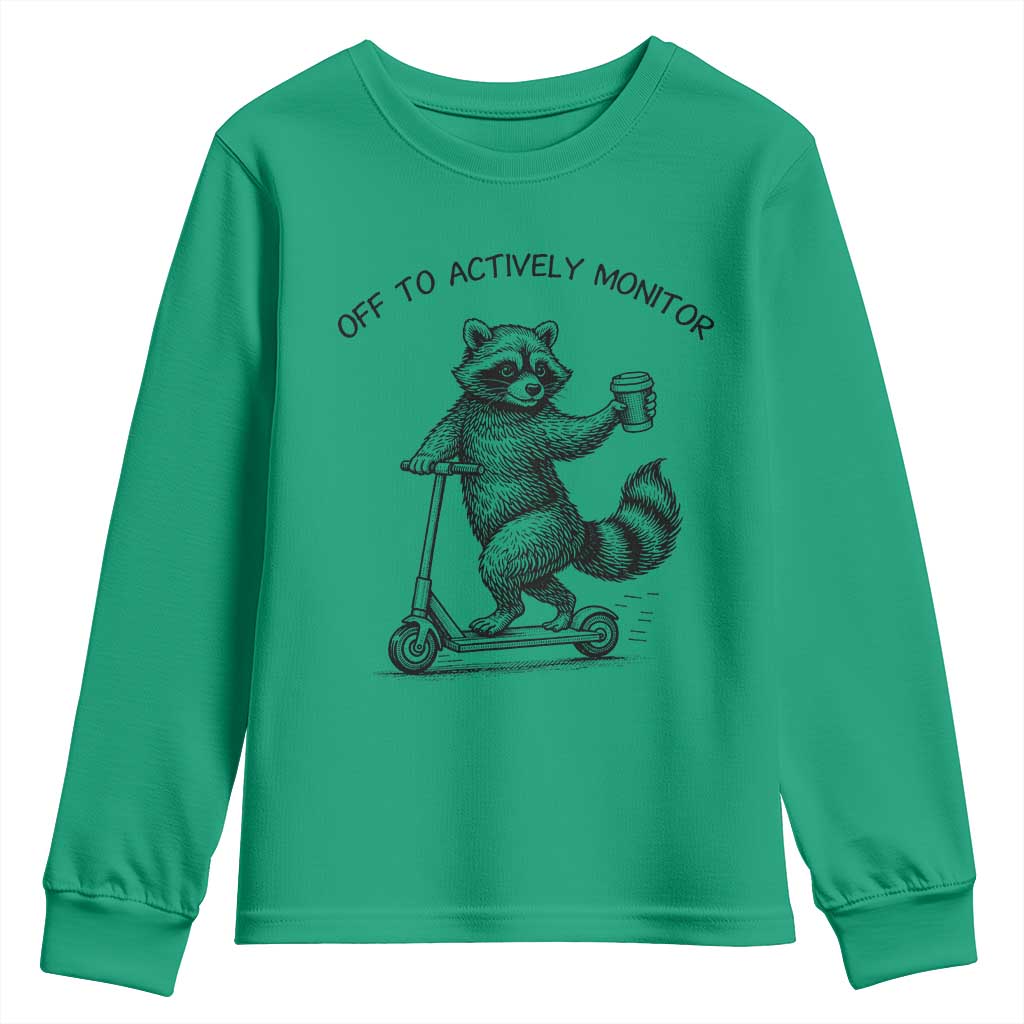 Funny Teacher Testing Day Youth Sweatshirt Silly Raccoon Proctor Off To Actively Monitor