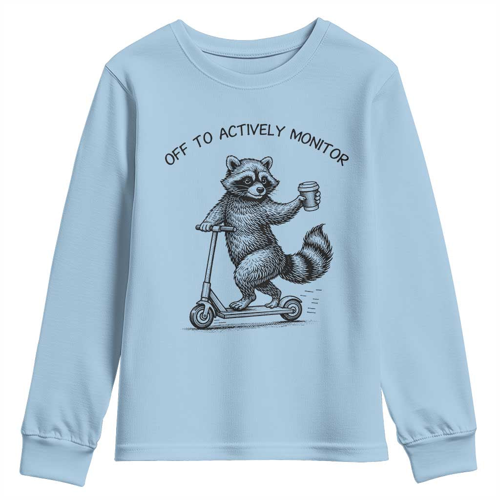 Funny Teacher Testing Day Youth Sweatshirt Silly Raccoon Proctor Off To Actively Monitor