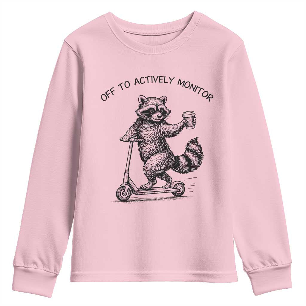 Funny Teacher Testing Day Youth Sweatshirt Silly Raccoon Proctor Off To Actively Monitor