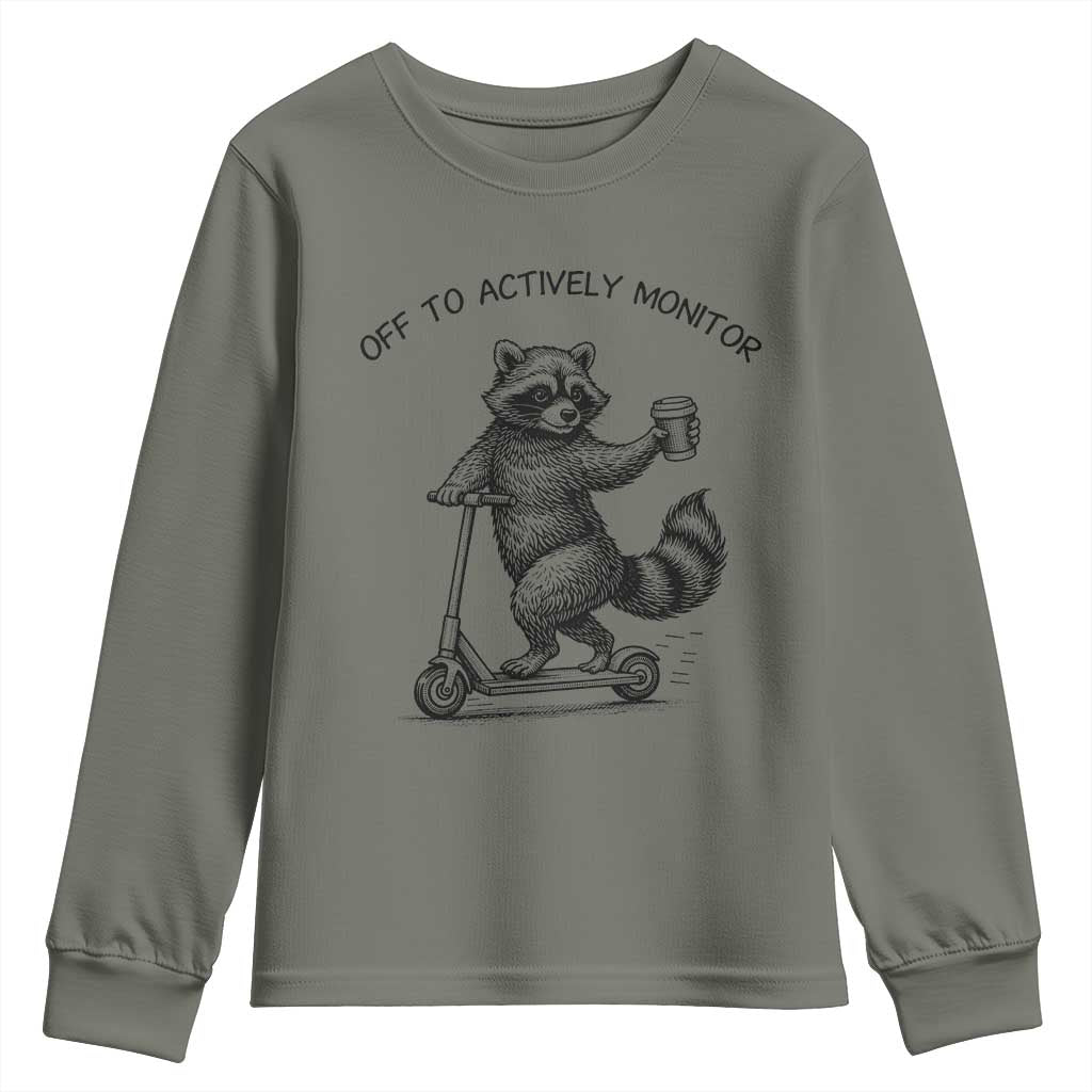 Funny Teacher Testing Day Youth Sweatshirt Silly Raccoon Proctor Off To Actively Monitor