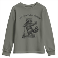 Funny Teacher Testing Day Youth Sweatshirt Silly Raccoon Proctor Off To Actively Monitor