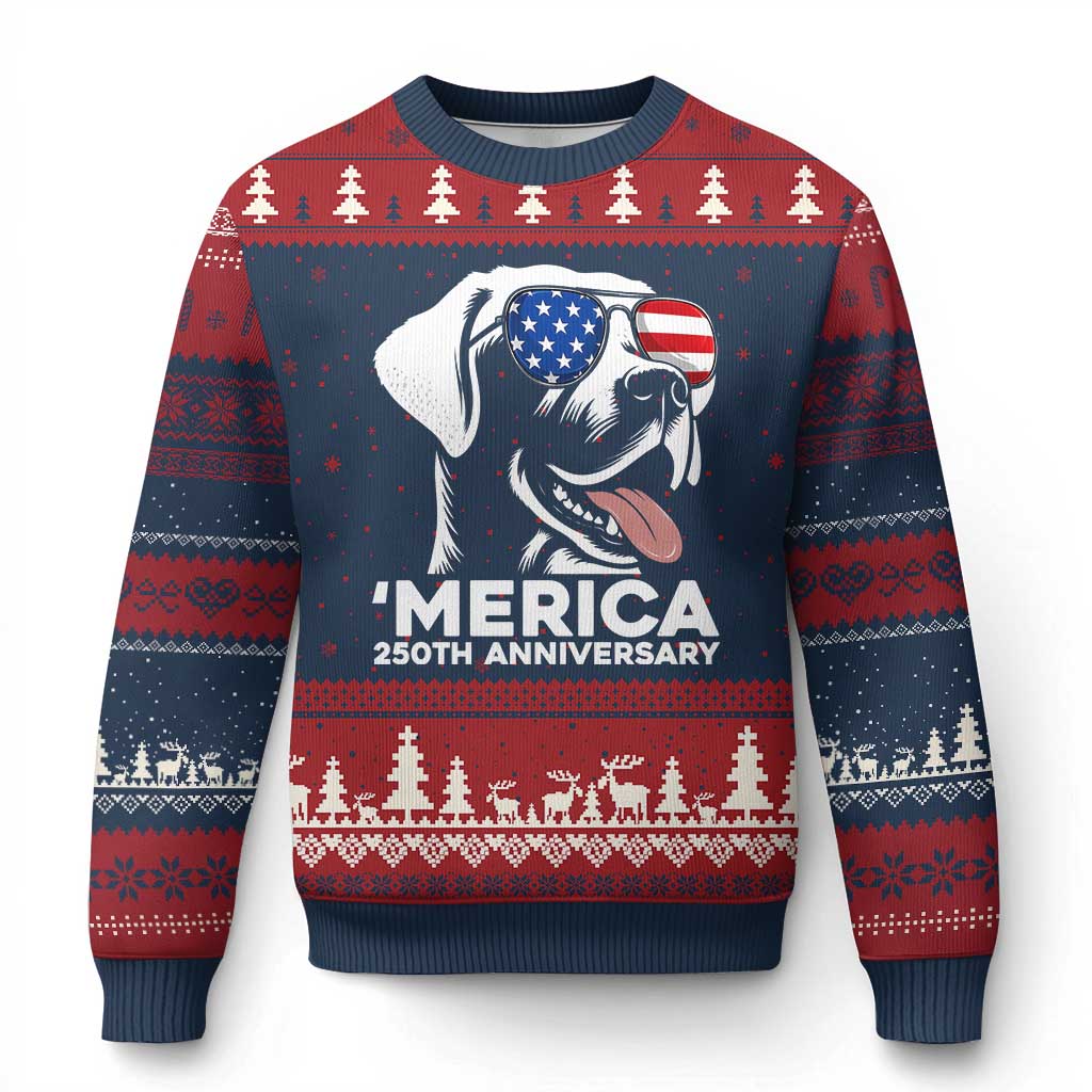 Merica Labrador Retriever Lover Ugly Christmas Sweater 250th Anniversary Gift