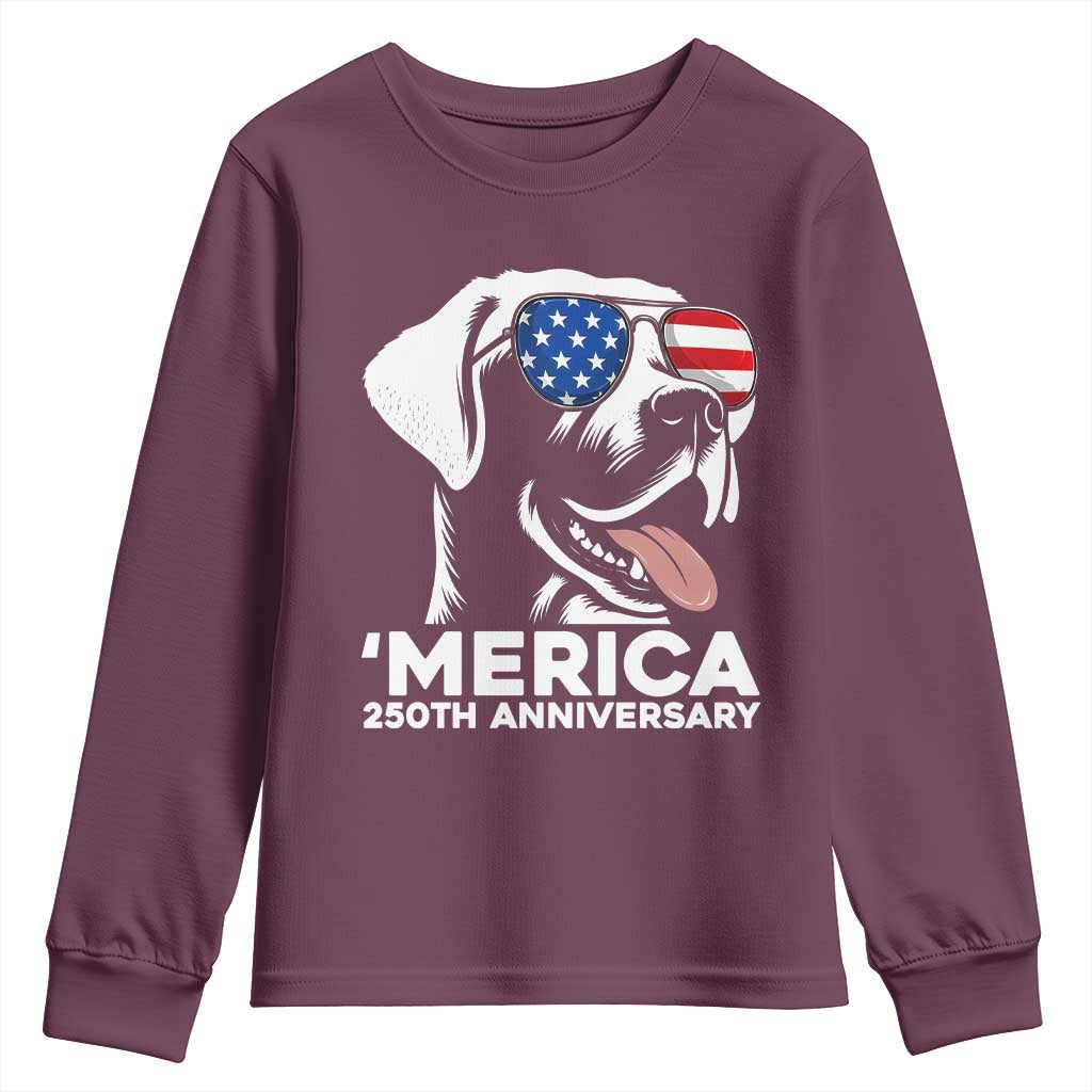 Merica Labrador Retriever Lover Youth Sweatshirt 250th Anniversary Gift