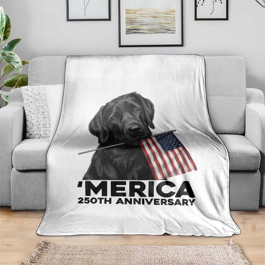 Patriotic Labrador Retriever Throw Blanket America 250th Anniversary Gift
