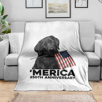 Patriotic Labrador Retriever Throw Blanket America 250th Anniversary Gift