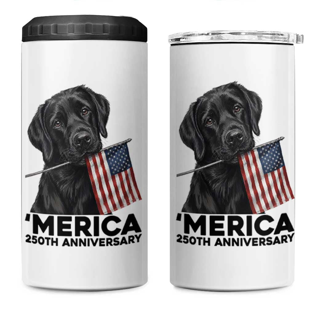 Patriotic Labrador Retriever 4 in 1 Can Cooler Tumbler America 250th Anniversary Gift