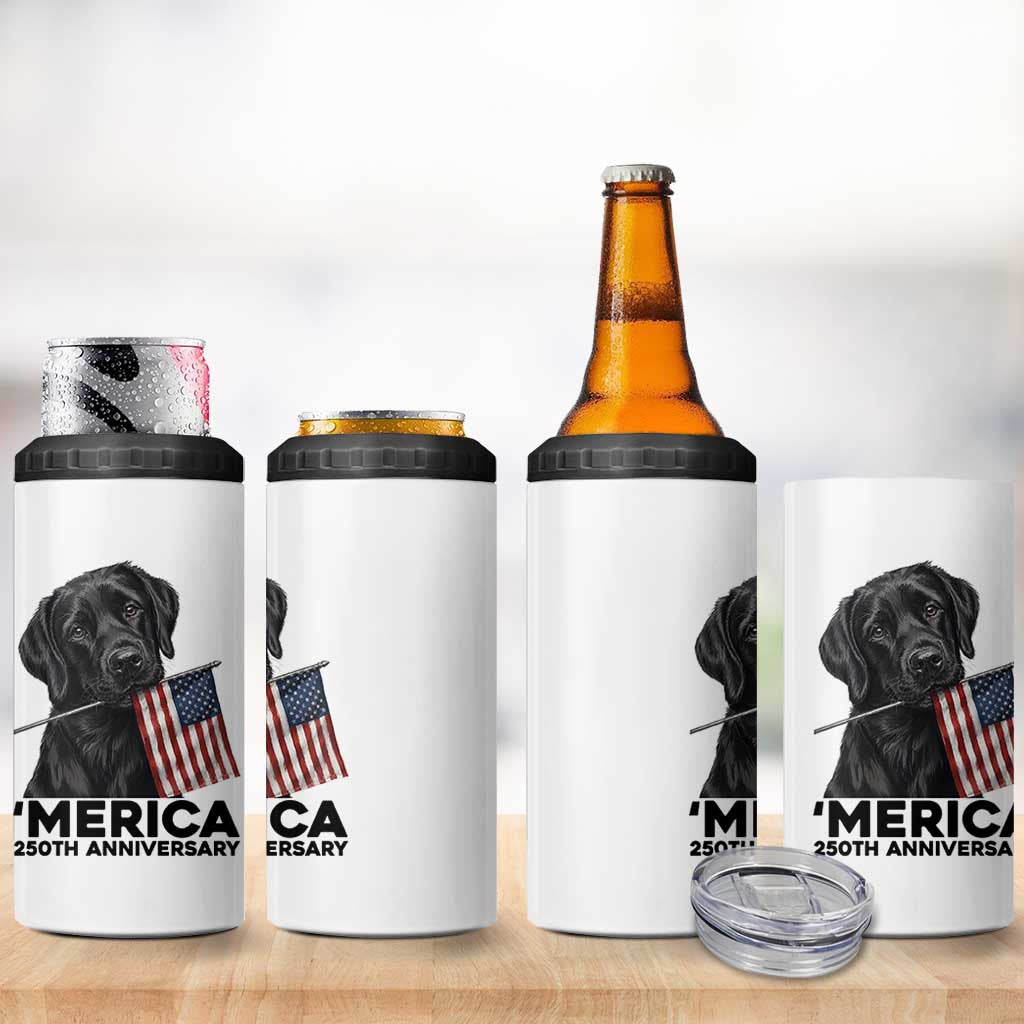 Patriotic Labrador Retriever 4 in 1 Can Cooler Tumbler America 250th Anniversary Gift