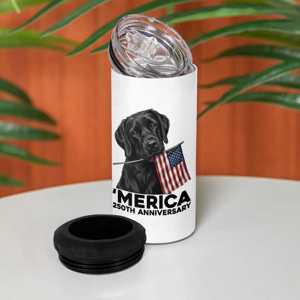 Patriotic Labrador Retriever 4 in 1 Can Cooler Tumbler America 250th Anniversary Gift