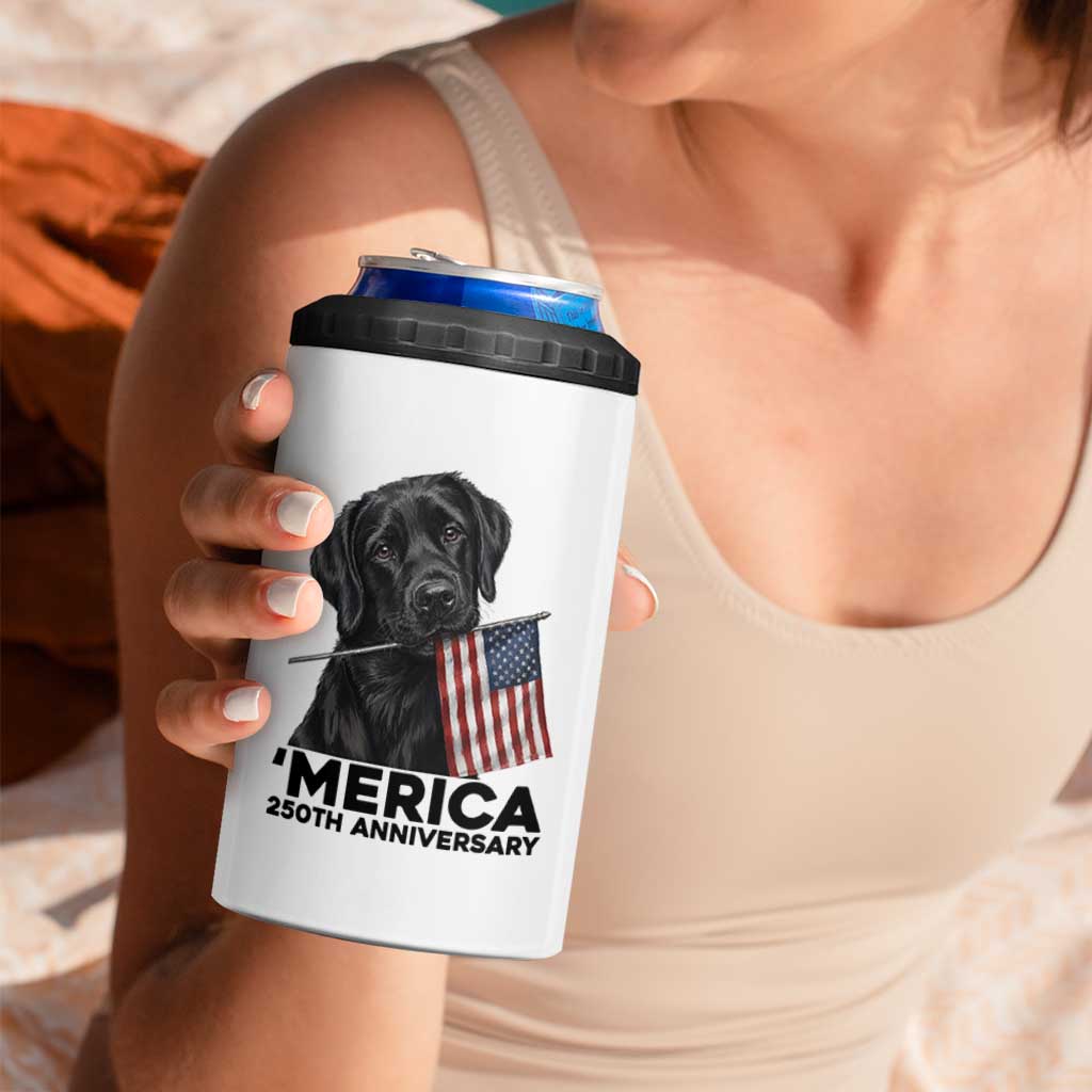 Patriotic Labrador Retriever 4 in 1 Can Cooler Tumbler America 250th Anniversary Gift