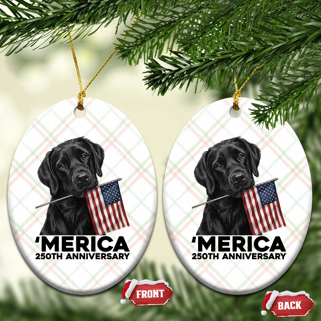 Patriotic Labrador Retriever Ceramic Ornament America 250th Anniversary Gift