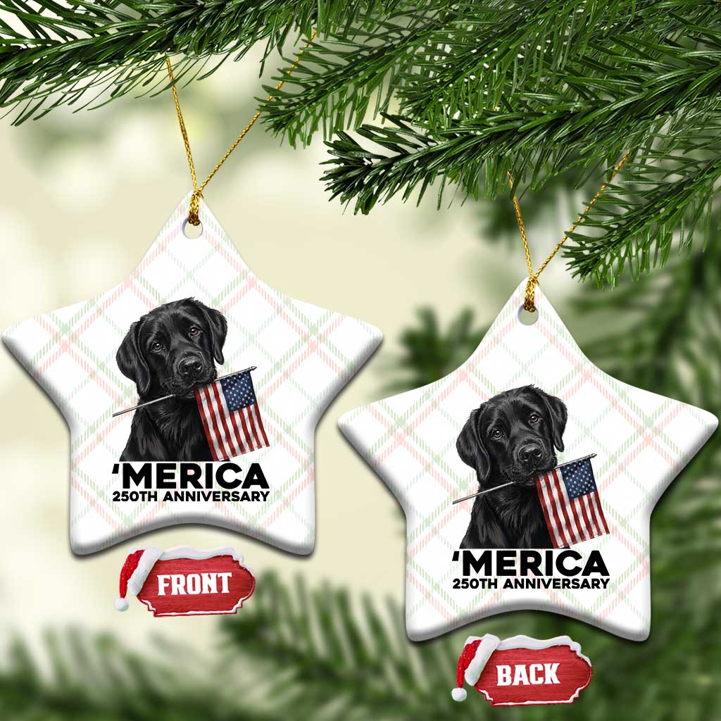 Patriotic Labrador Retriever Ceramic Ornament America 250th Anniversary Gift