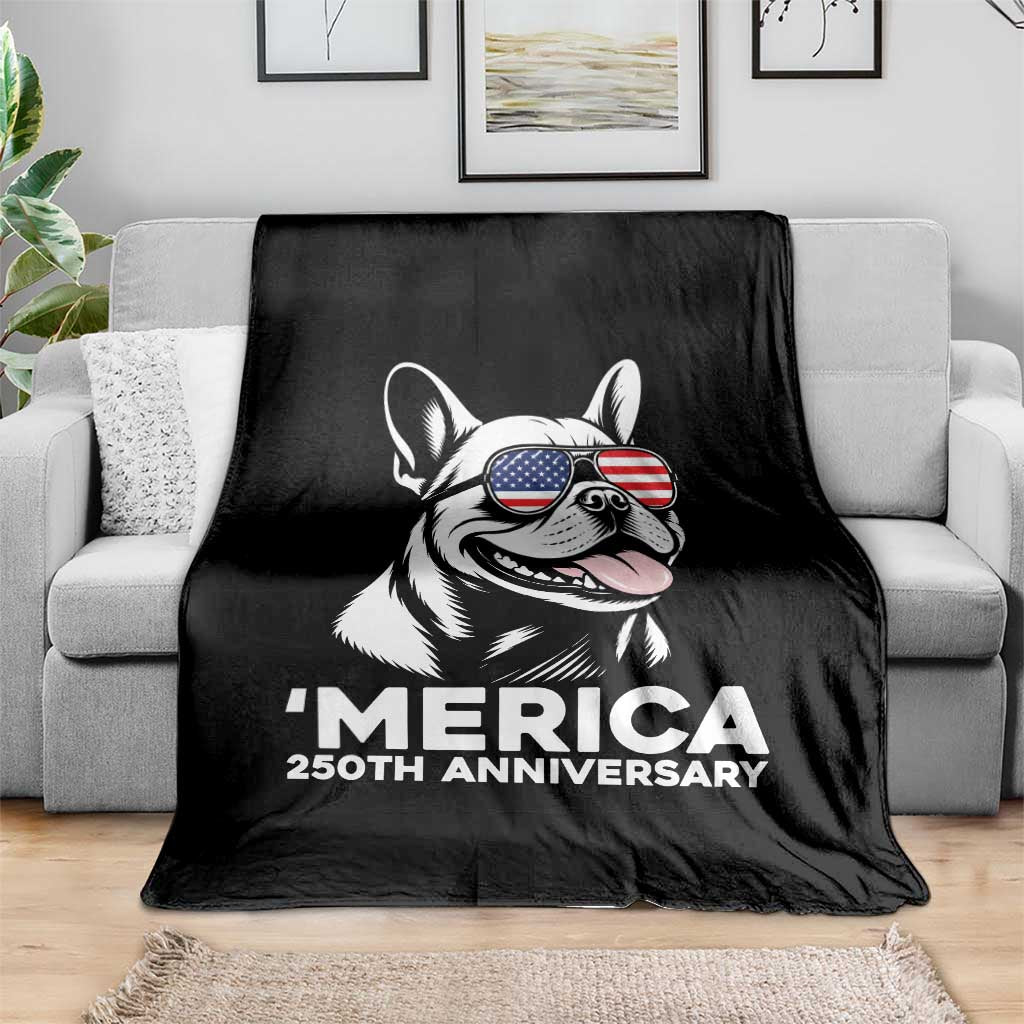 Merica French Bulldog Lover Throw Blanket 250th Anniversary Gift