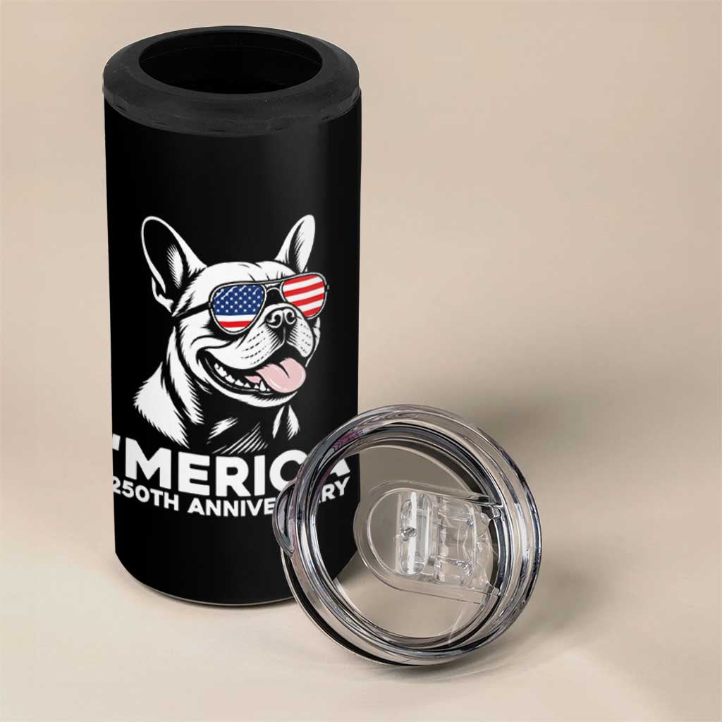 Merica French Bulldog Lover 4 in 1 Can Cooler Tumbler 250th Anniversary Gift