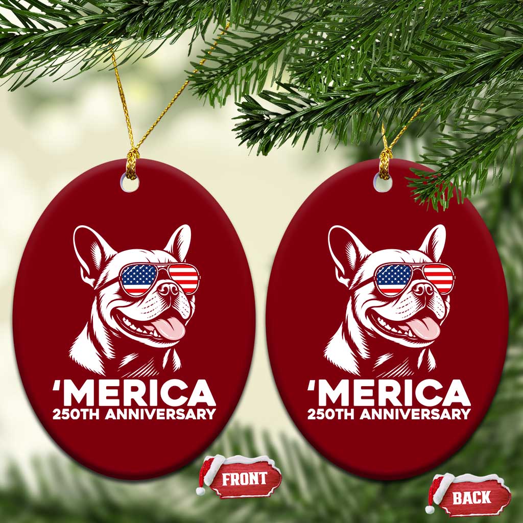 Merica French Bulldog Lover Ceramic Ornament 250th Anniversary Gift