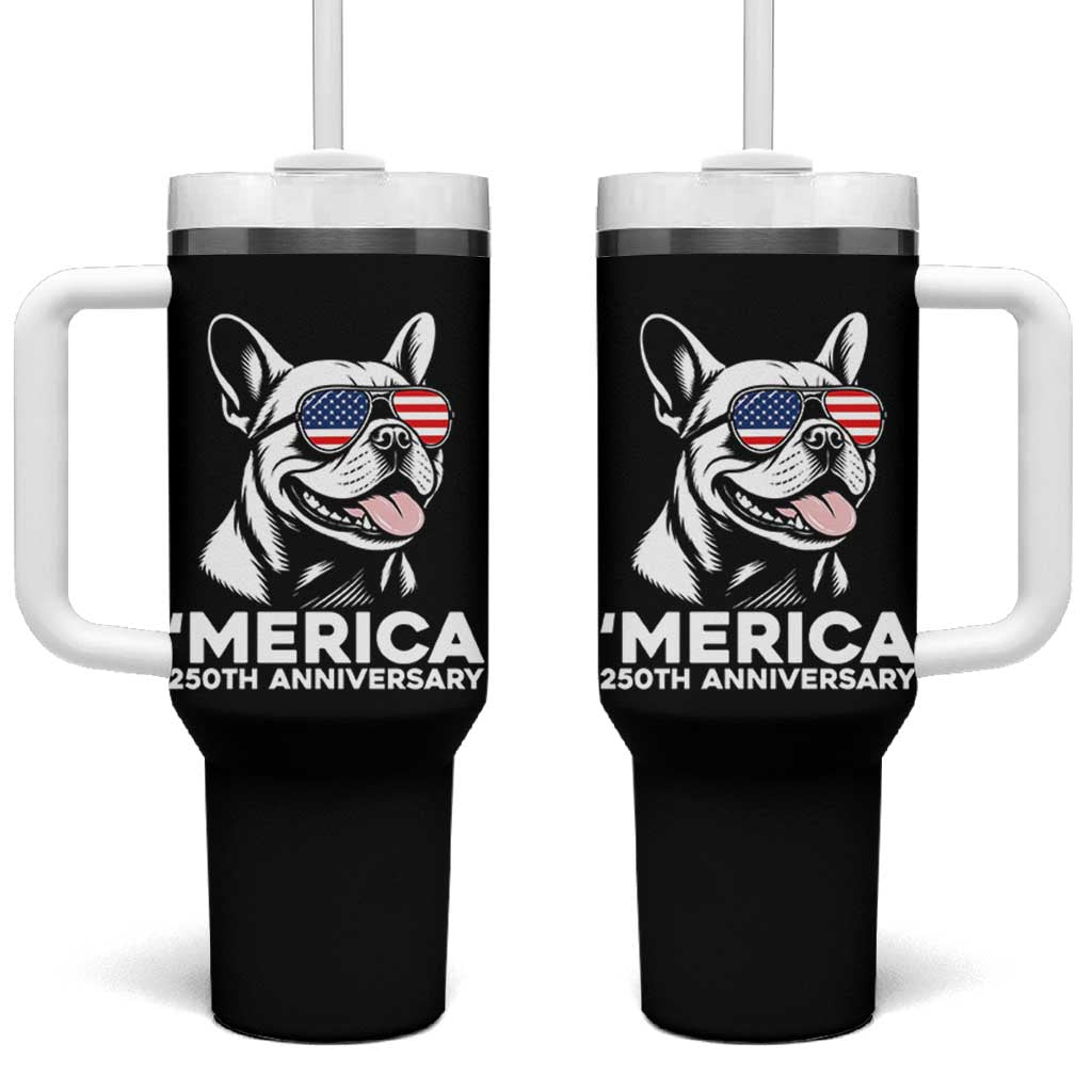 Merica French Bulldog Lover Tumbler With Handle 250th Anniversary Gift
