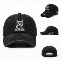 Merica French Bulldog Lover Washed Cotton Baseball Cap 250th Anniversary Gift