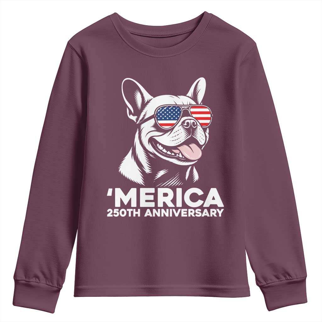 Merica French Bulldog Lover Youth Sweatshirt 250th Anniversary Gift