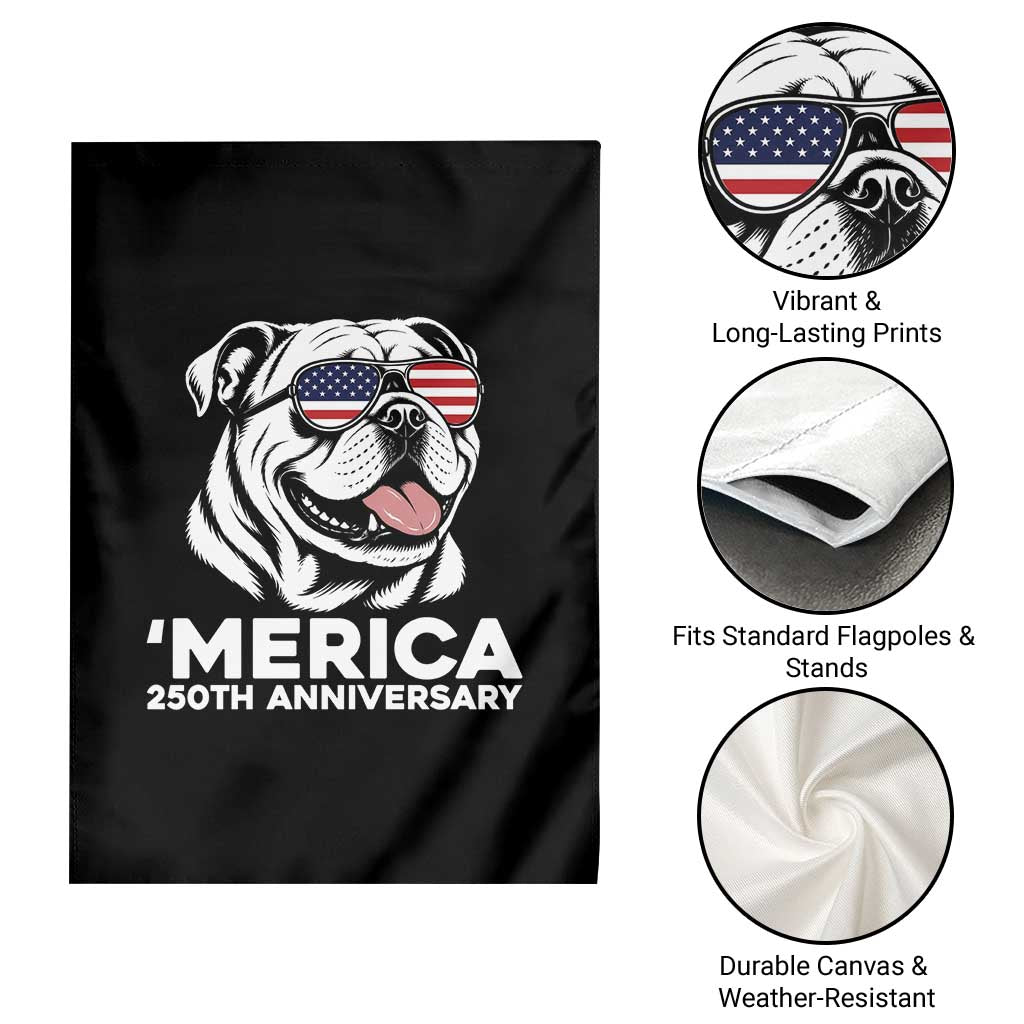 Merica English Bulldog Lover Garden Flag 250th Anniversary Gift