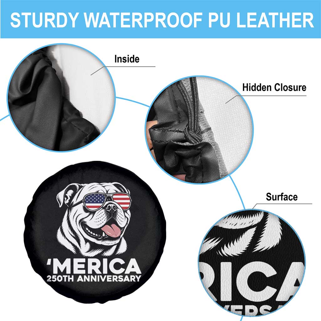 Merica English Bulldog Lover Spare Tire Cover 250th Anniversary Gift