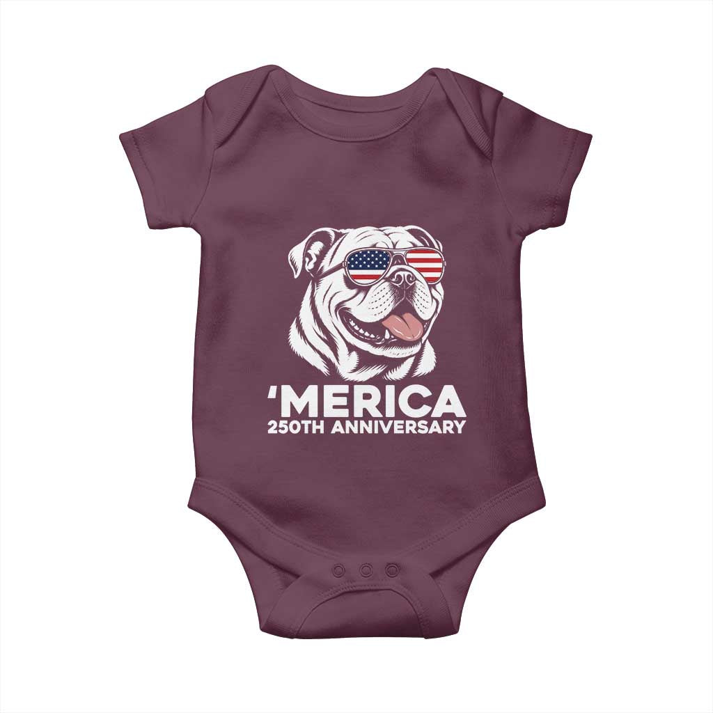 Merica English Bulldog Lover Baby Onesie 250th Anniversary Gift