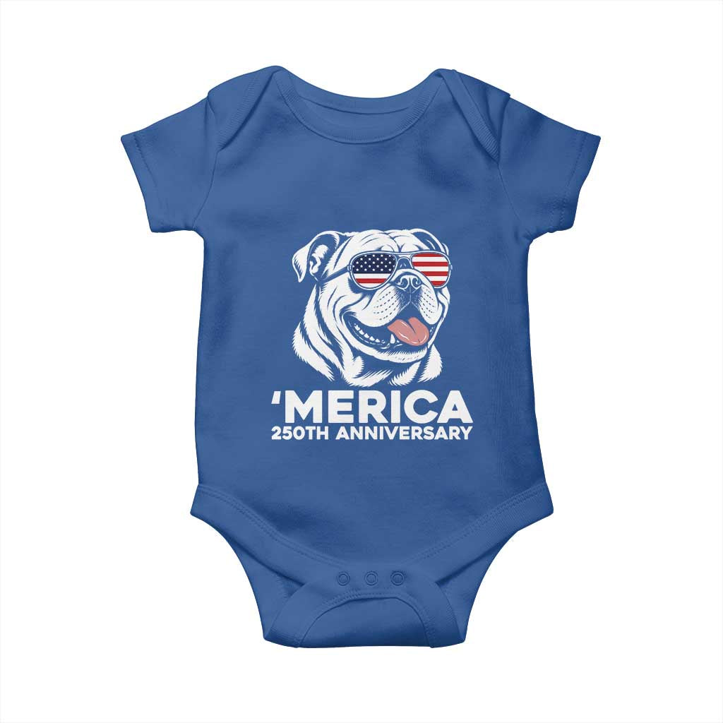 Merica English Bulldog Lover Baby Onesie 250th Anniversary Gift