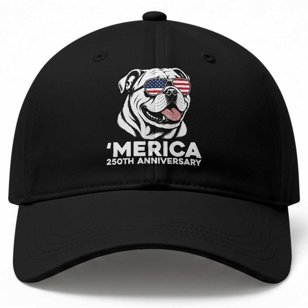 Merica English Bulldog Lover Baseball Cap 250th Anniversary Gift