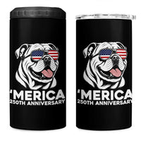 Merica English Bulldog Lover 4 in 1 Can Cooler Tumbler 250th Anniversary Gift