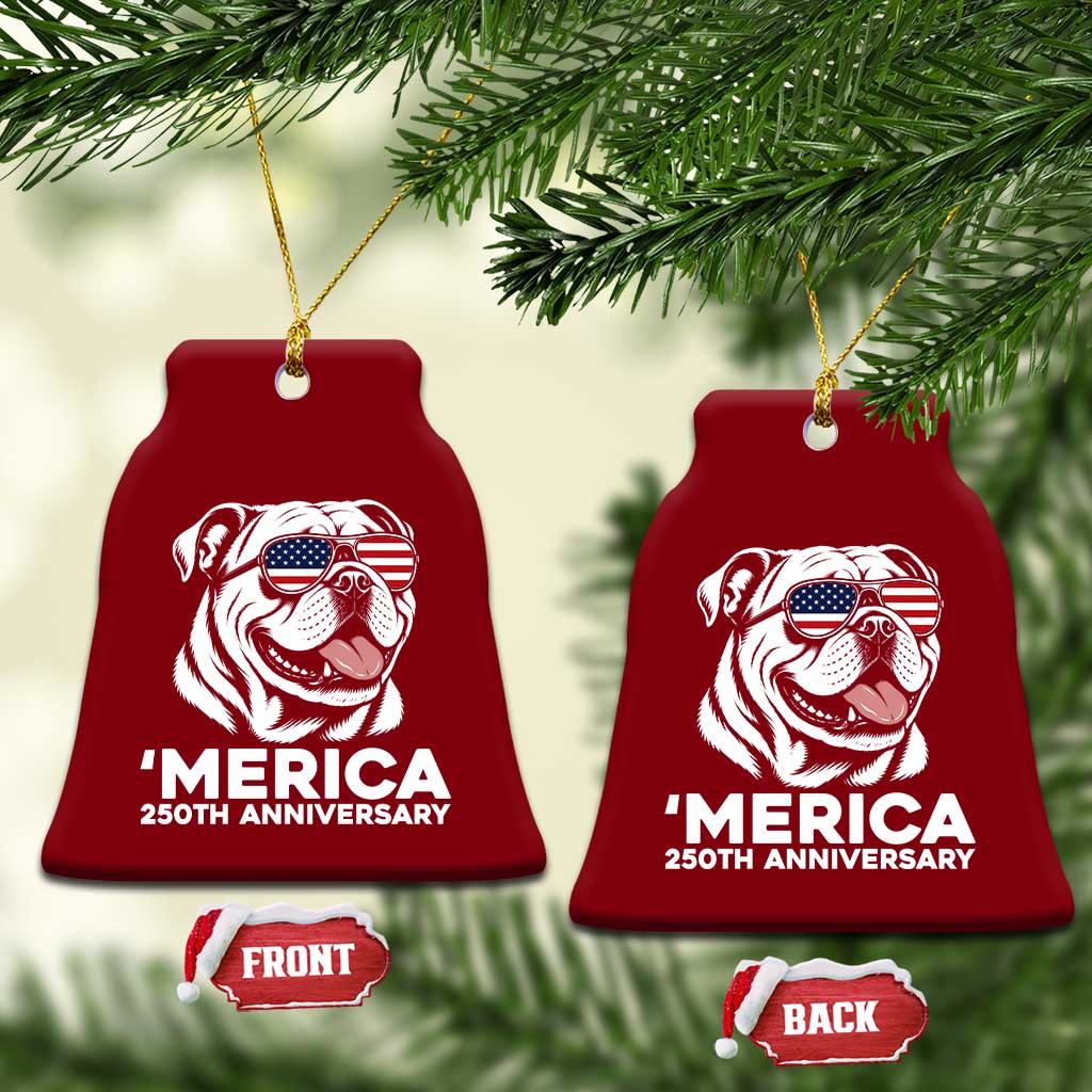 Merica English Bulldog Lover Ceramic Ornament 250th Anniversary Gift