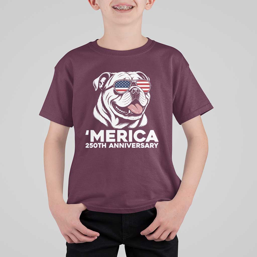 Merica English Bulldog Lover T Shirt For Kid 250th Anniversary Gift