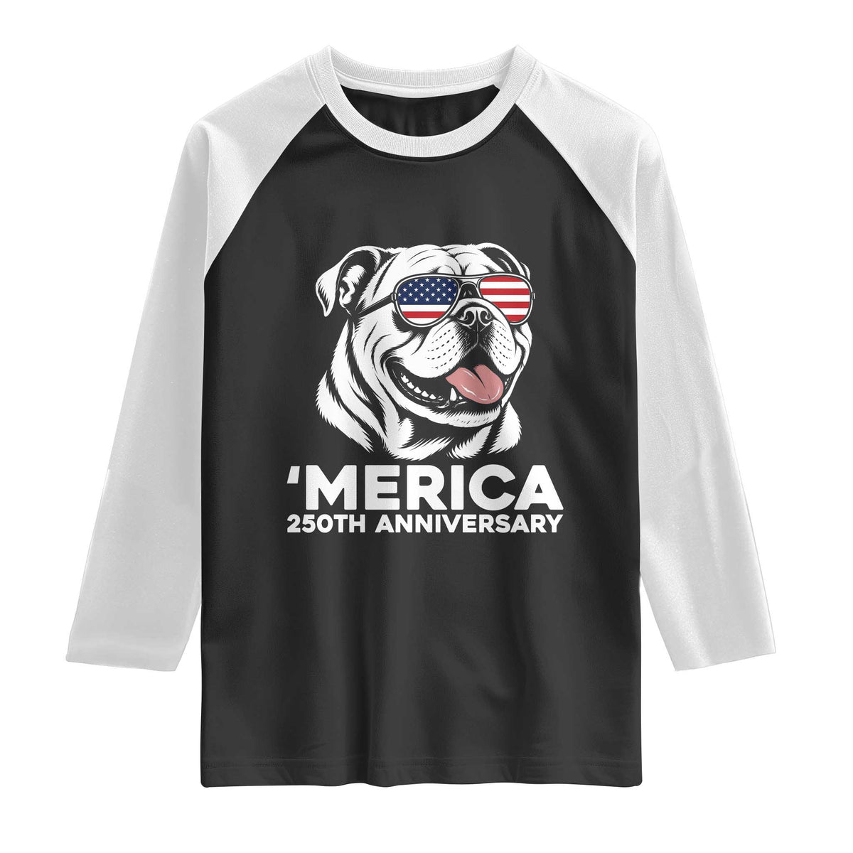 Merica English Bulldog Lover Raglan Shirt 250th Anniversary Gift