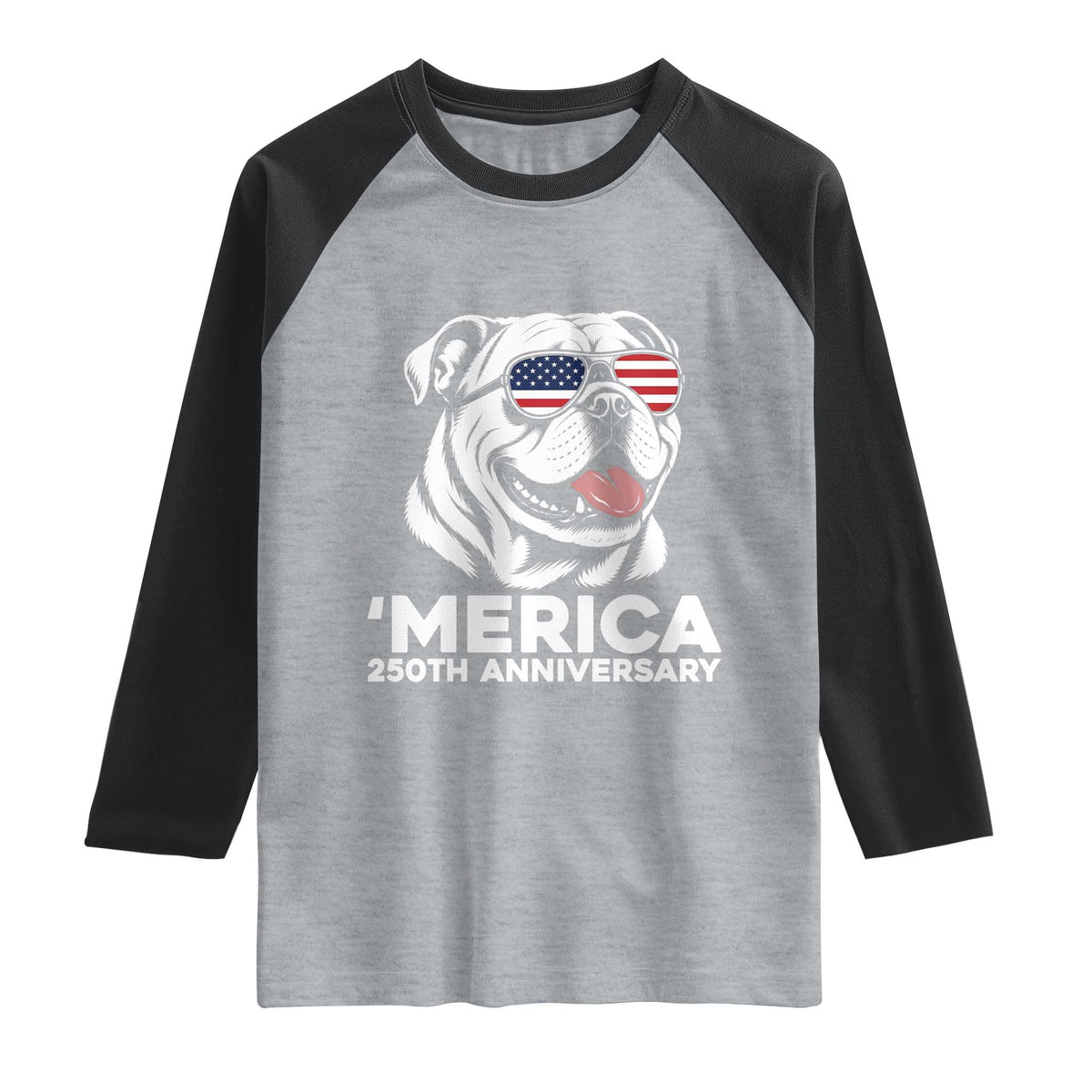 Merica English Bulldog Lover Raglan Shirt 250th Anniversary Gift