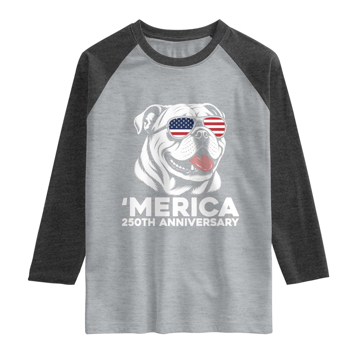 Merica English Bulldog Lover Raglan Shirt 250th Anniversary Gift