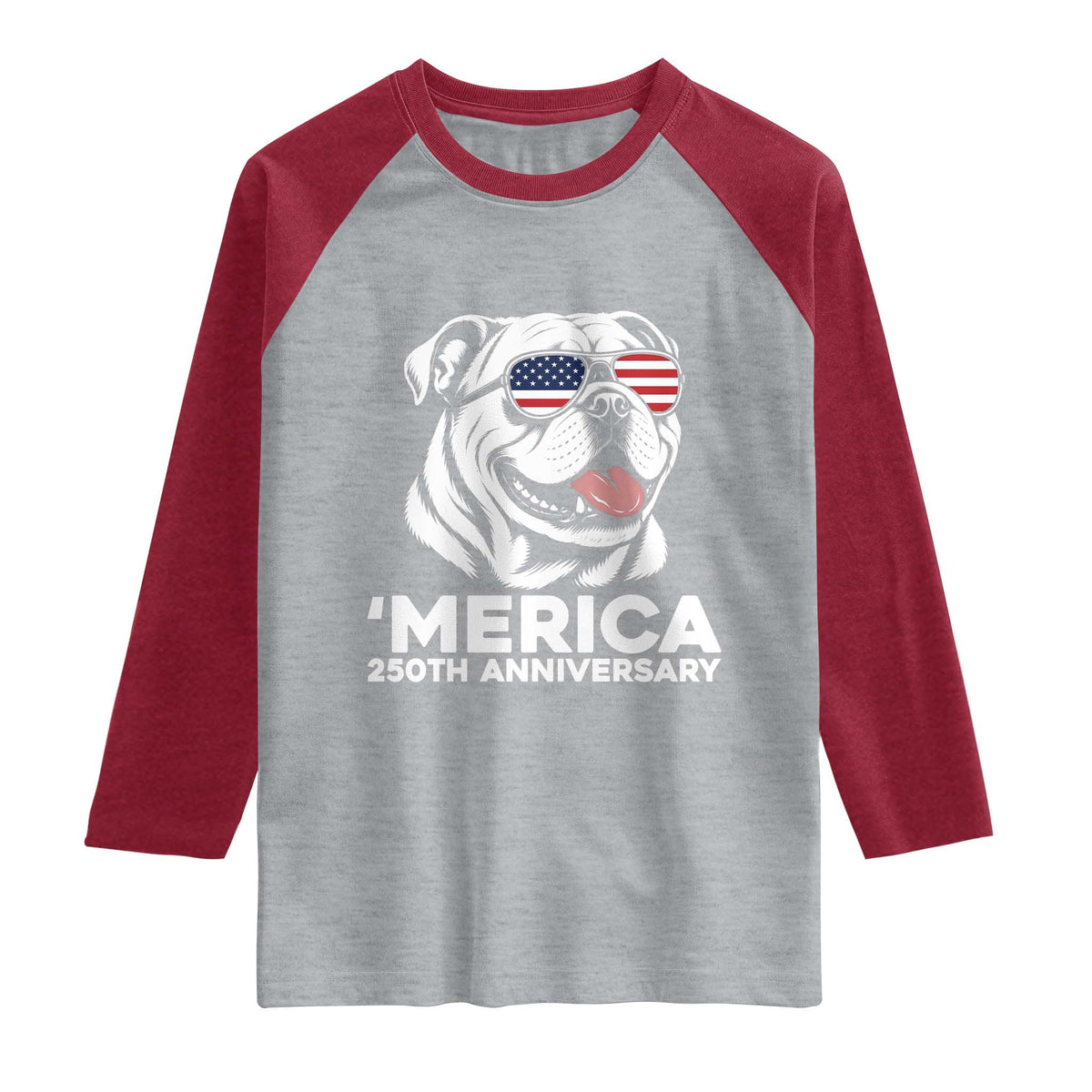 Merica English Bulldog Lover Raglan Shirt 250th Anniversary Gift