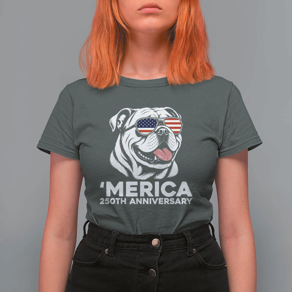 Merica English Bulldog Lover T Shirt For Women 250th Anniversary Gift