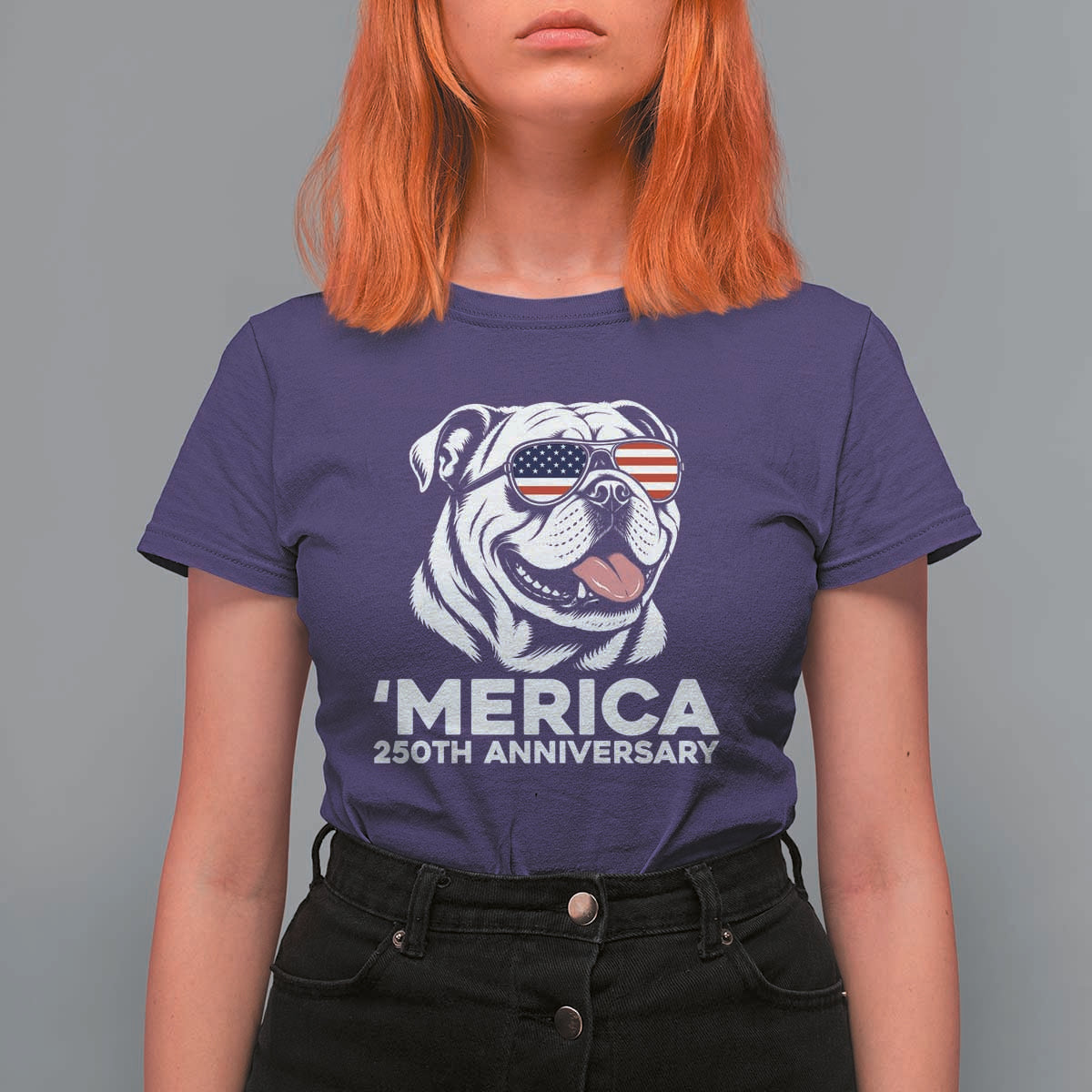 Merica English Bulldog Lover T Shirt For Women 250th Anniversary Gift