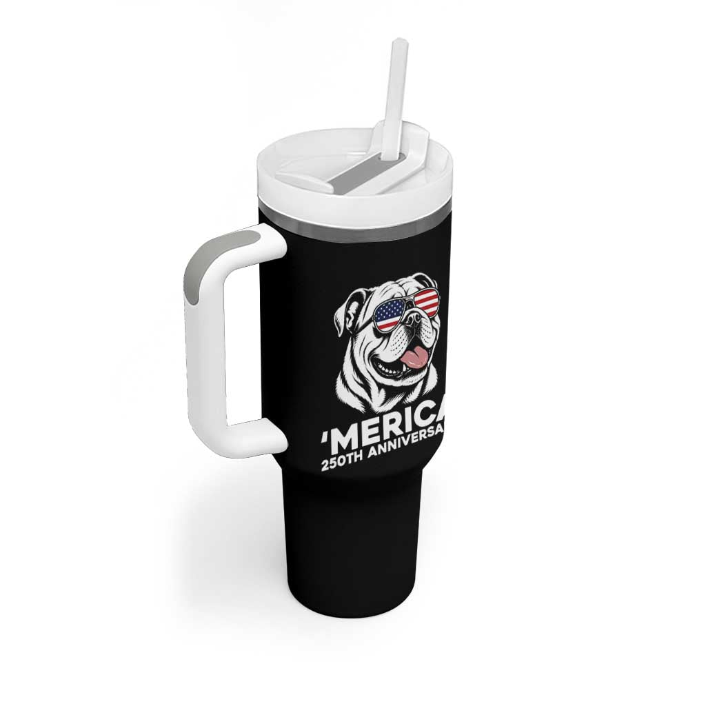 Merica English Bulldog Lover Tumbler With Handle 250th Anniversary Gift