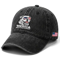 Merica English Bulldog Lover Washed Cotton Baseball Cap 250th Anniversary Gift