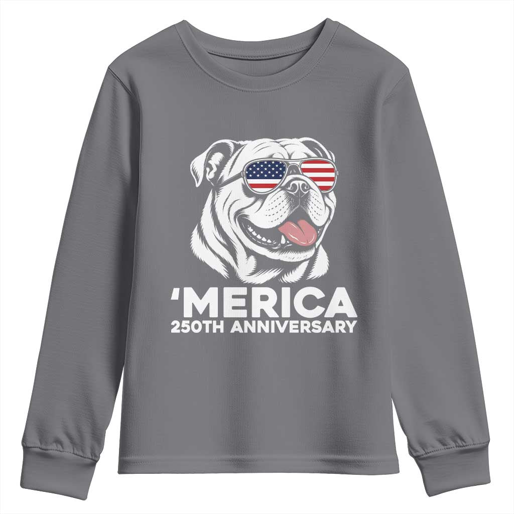 Merica English Bulldog Lover Youth Sweatshirt 250th Anniversary Gift