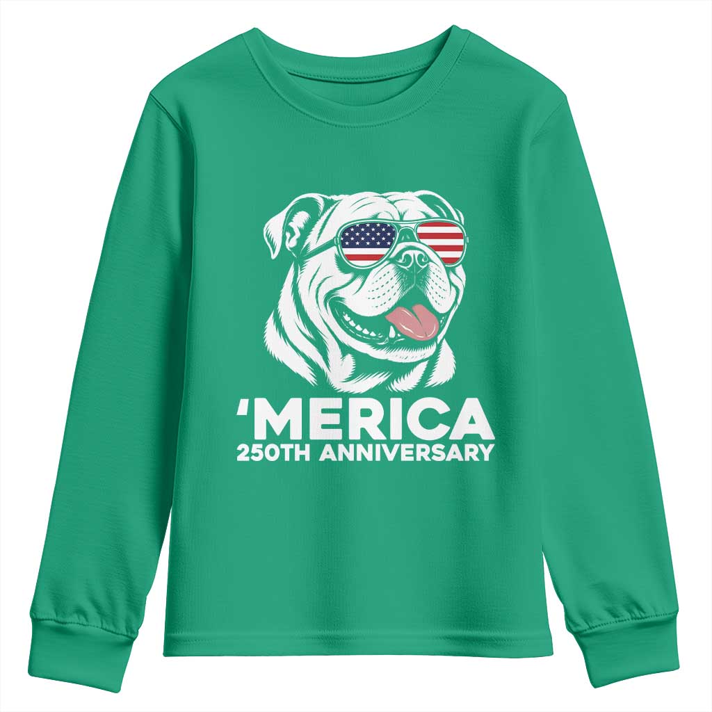 Merica English Bulldog Lover Youth Sweatshirt 250th Anniversary Gift