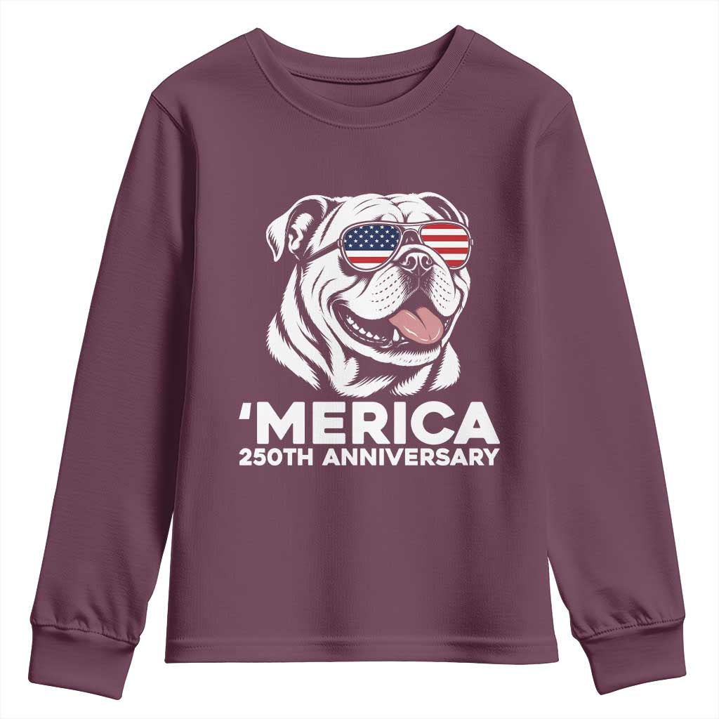 Merica English Bulldog Lover Youth Sweatshirt 250th Anniversary Gift