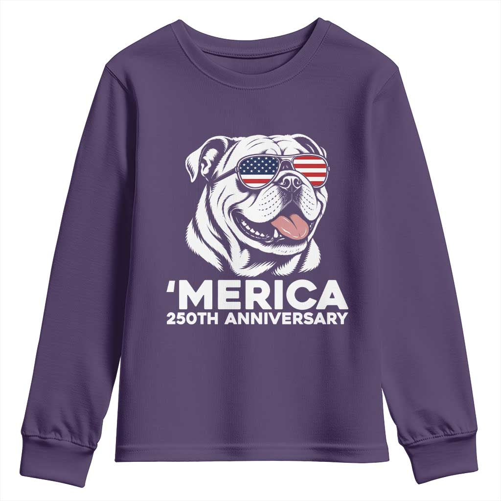 Merica English Bulldog Lover Youth Sweatshirt 250th Anniversary Gift
