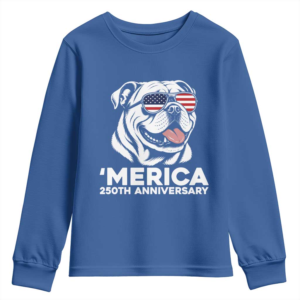 Merica English Bulldog Lover Youth Sweatshirt 250th Anniversary Gift
