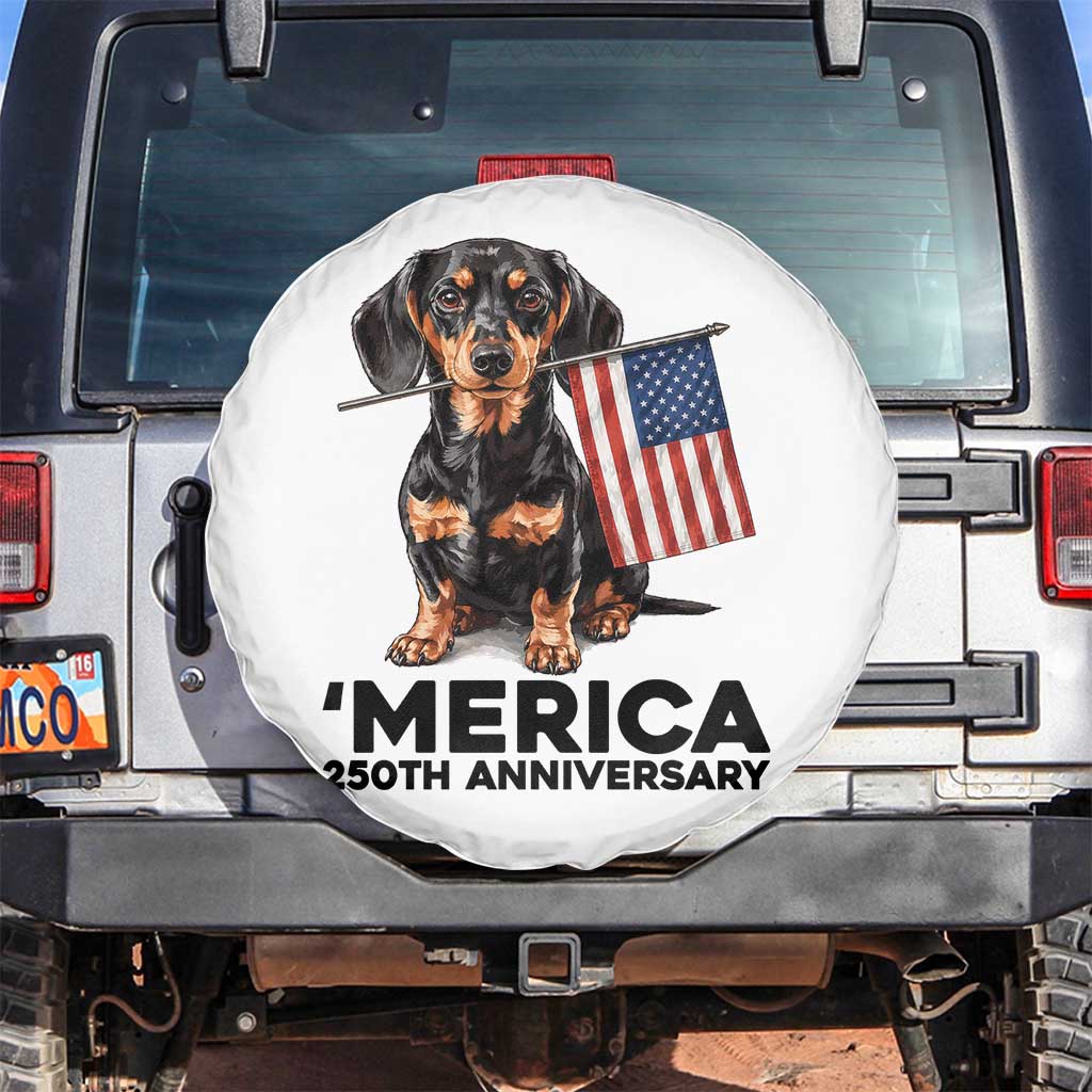 Merica Dachshund Lover Spare Tire Cover 250th Anniversary Gift