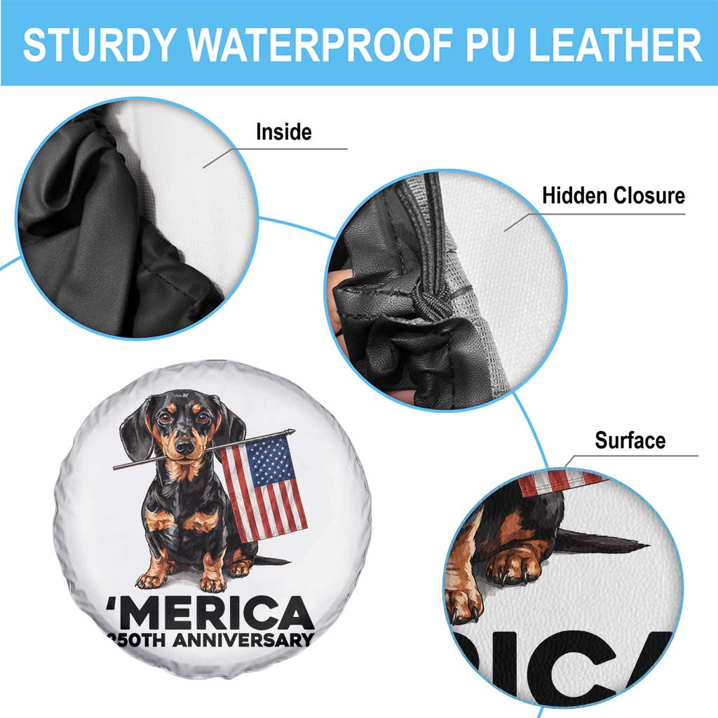 Merica Dachshund Lover Spare Tire Cover 250th Anniversary Gift