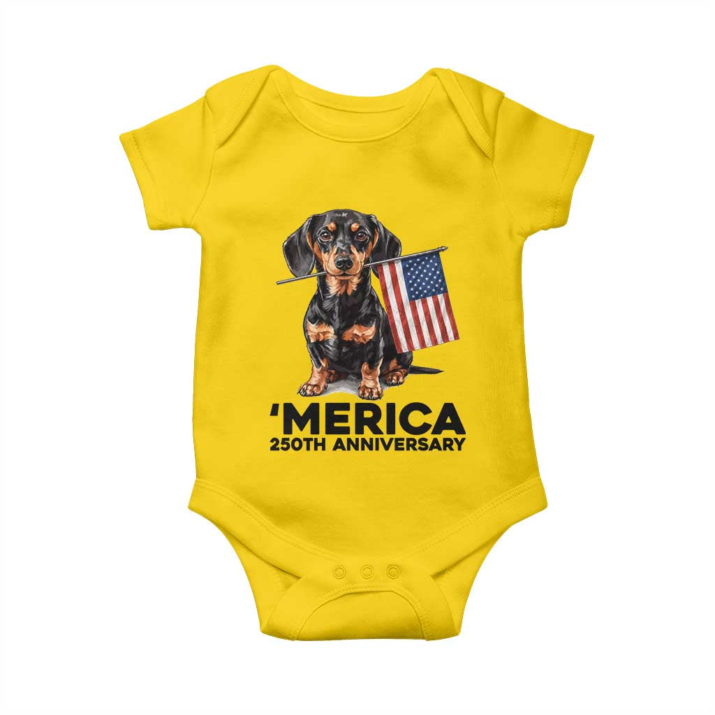 Merica Dachshund Lover Baby Onesie 250th Anniversary Gift