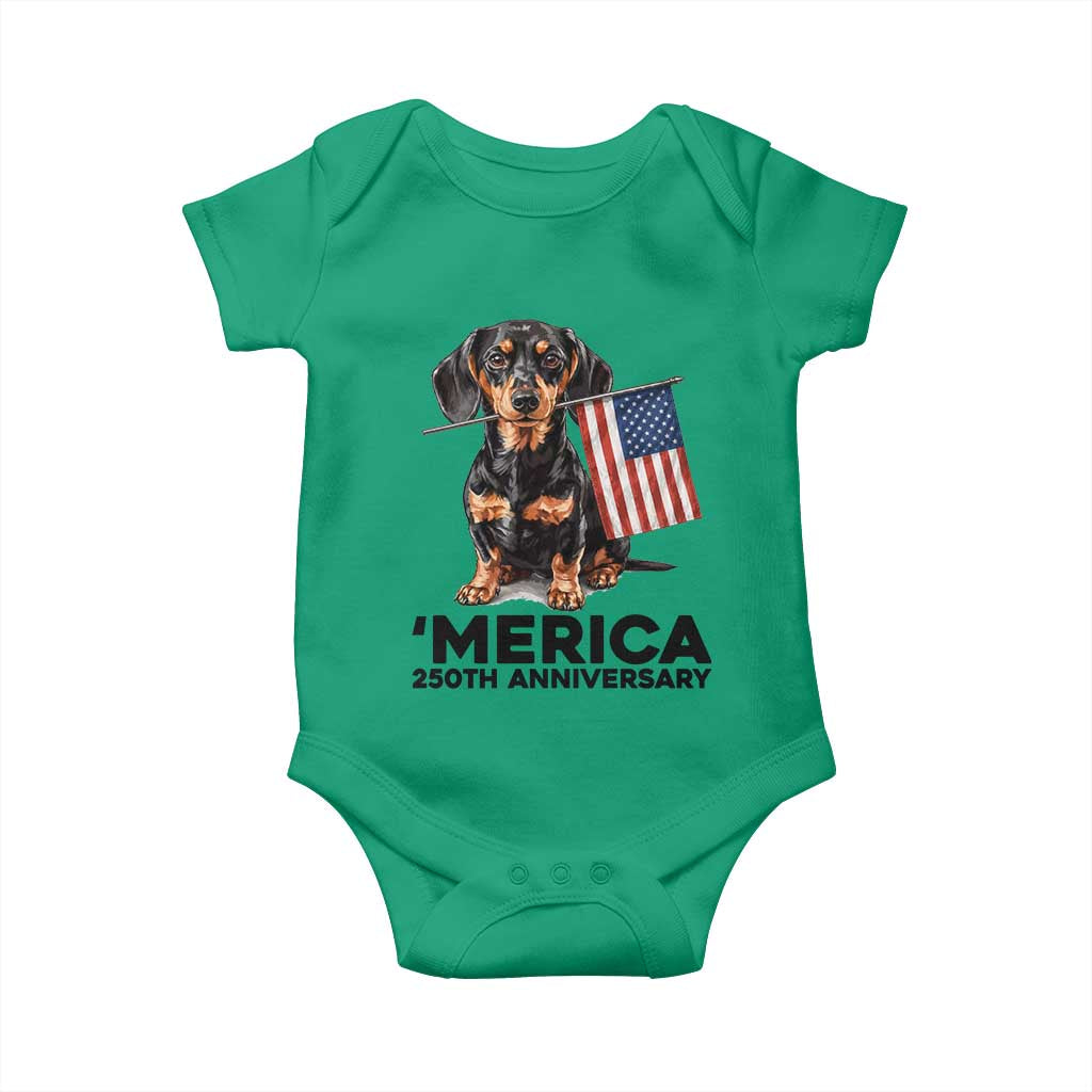 Merica Dachshund Lover Baby Onesie 250th Anniversary Gift