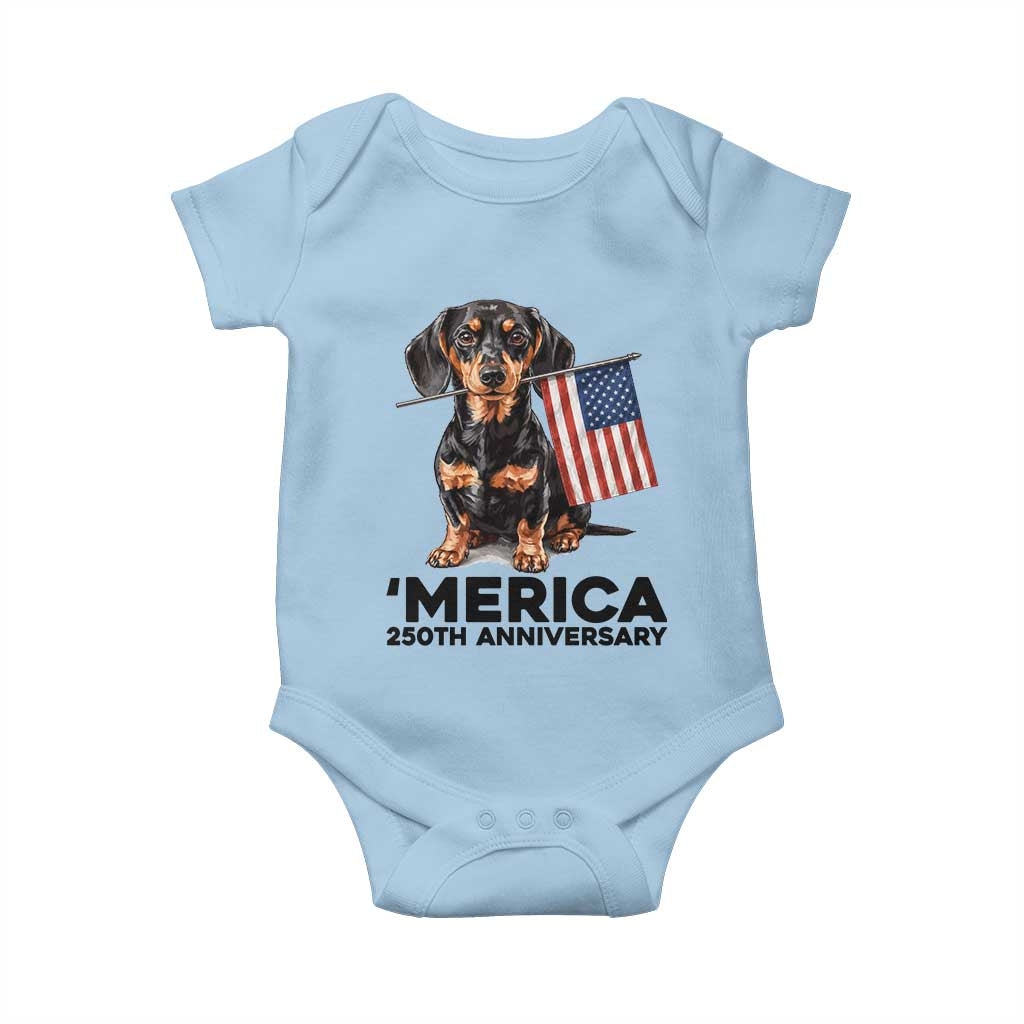 Merica Dachshund Lover Baby Onesie 250th Anniversary Gift