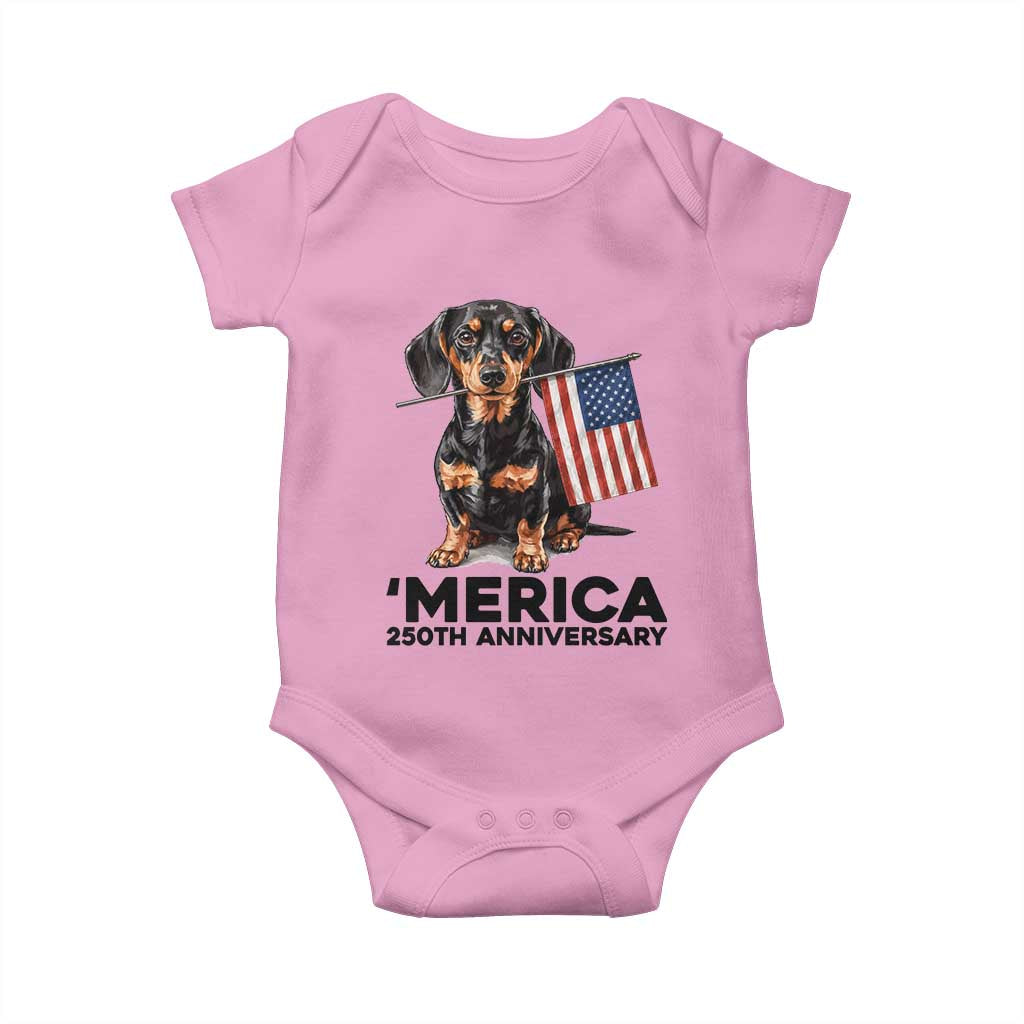 Merica Dachshund Lover Baby Onesie 250th Anniversary Gift